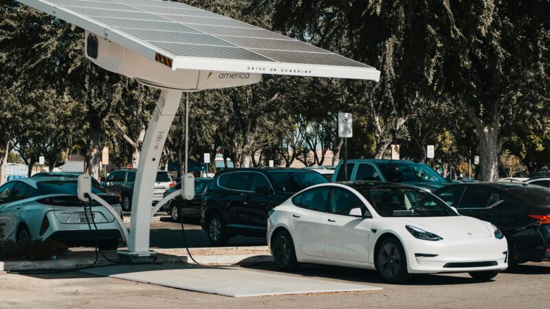 a solar panel charging station